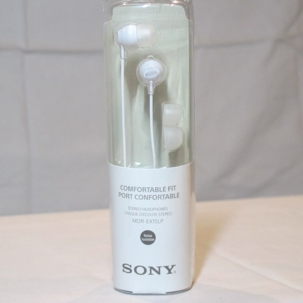 sony comfortable fit white earbuds headphones